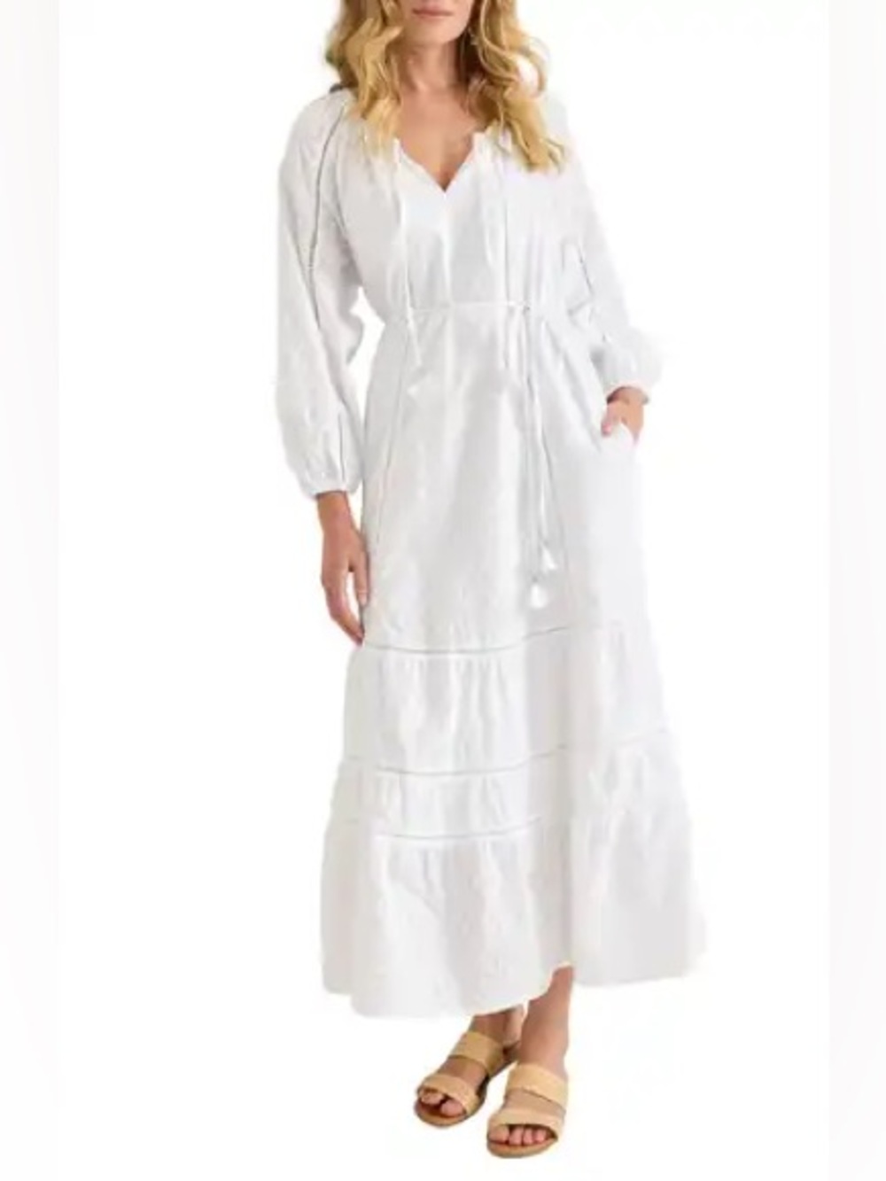 Tommy Bahama White Long Sleeve Maxi Dress